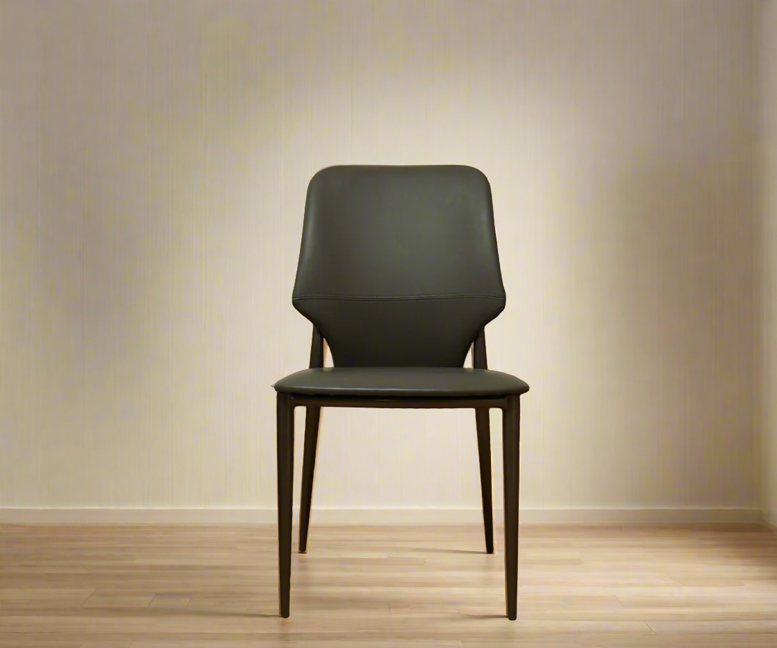 054 grey executive side chair beside a glass side table