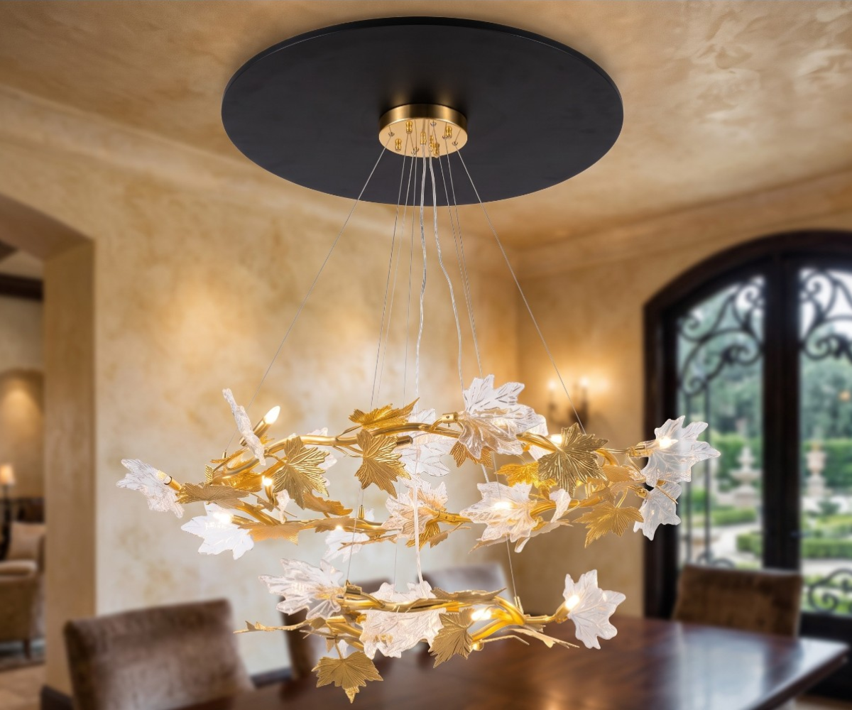 Gold Leaf Ring LED Pendant Chandelier