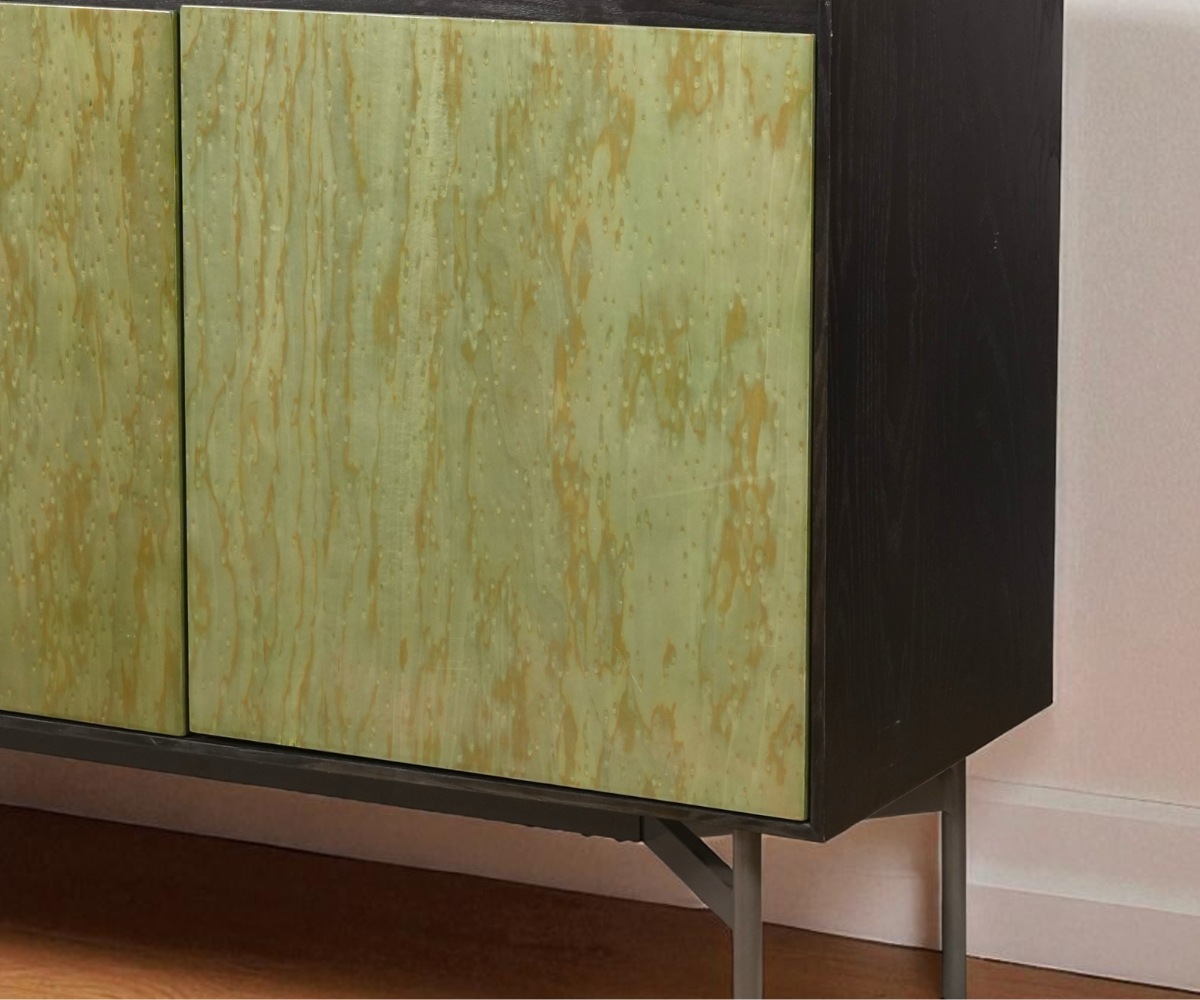 1018T green stone cabinet in a bright room with pale wooden floors