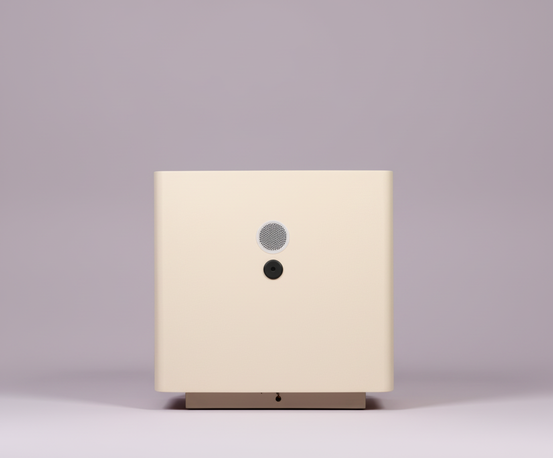 115# minimalist white nightstand, front view of two handleless drawers