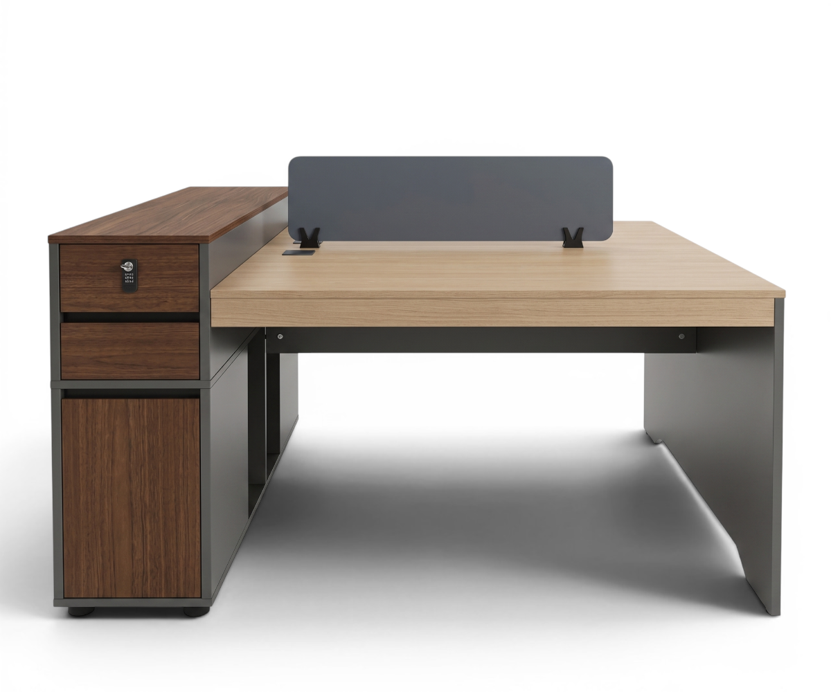 18-215A walnut executive workstation in a panelled office with a city view