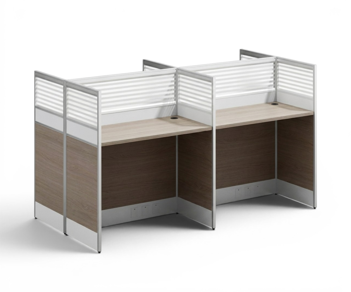 18-4H Oak Cubicle Workstation 4-Seater