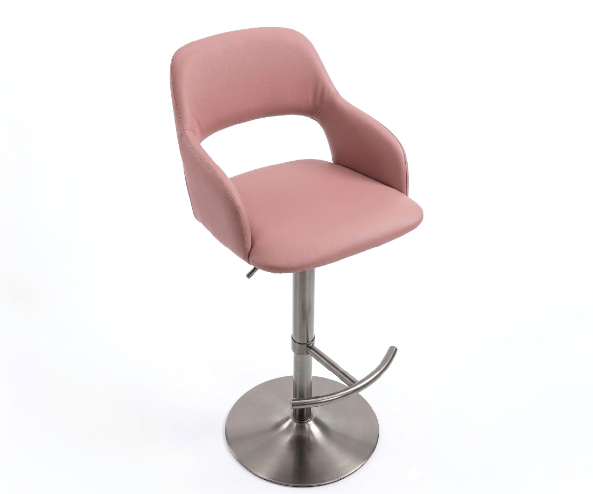 2405 bar chair in a marble and walnut bar area beside a brass side table