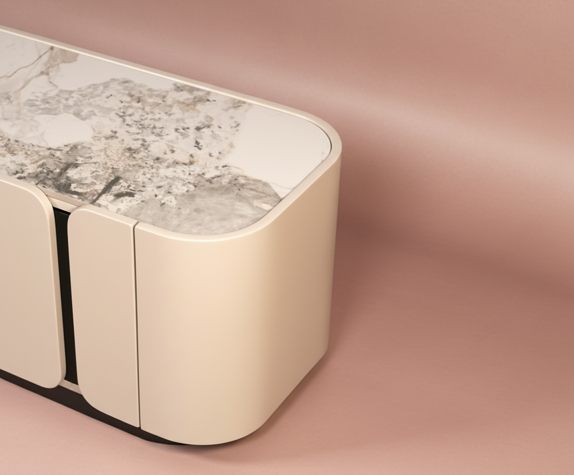 2451 Curved Marble Console