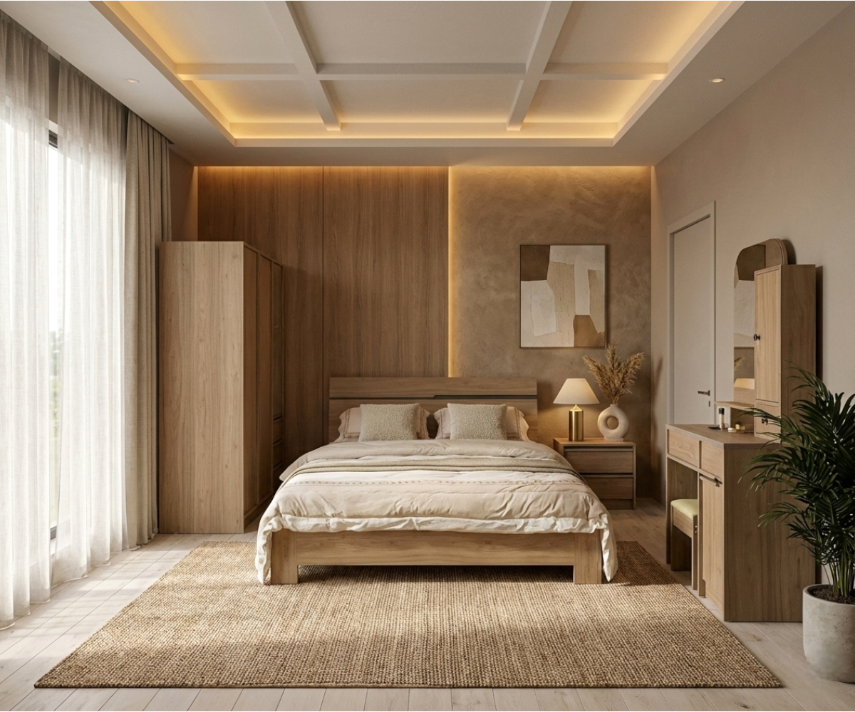 3D04 Oak Contemporary Bedroom