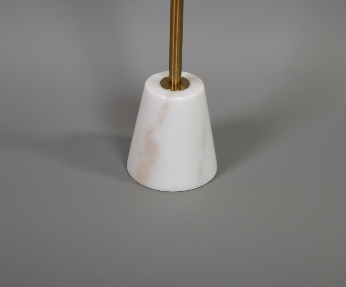 497# white marble pedestal, front view with a conical marble base