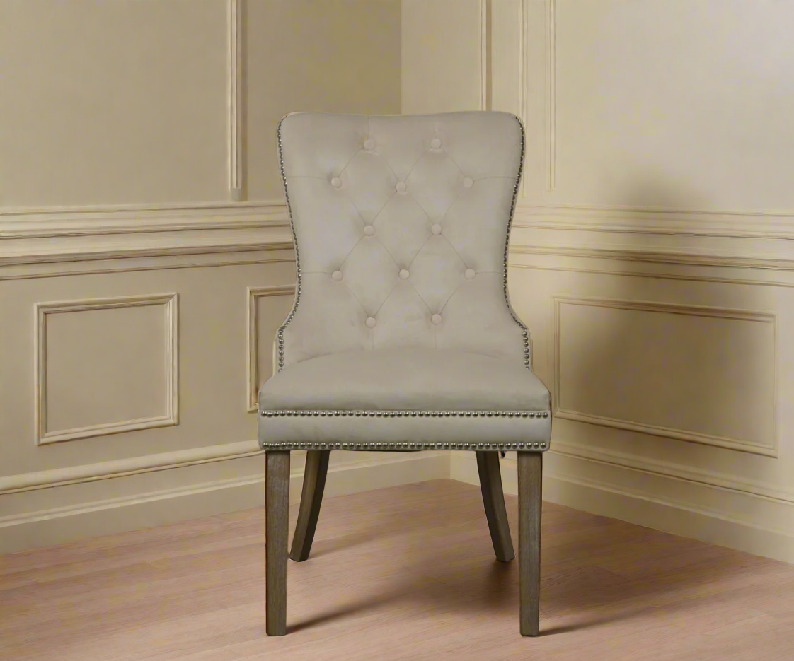 9035 sculptural two-tone dining chair, angled view against a panelled wall