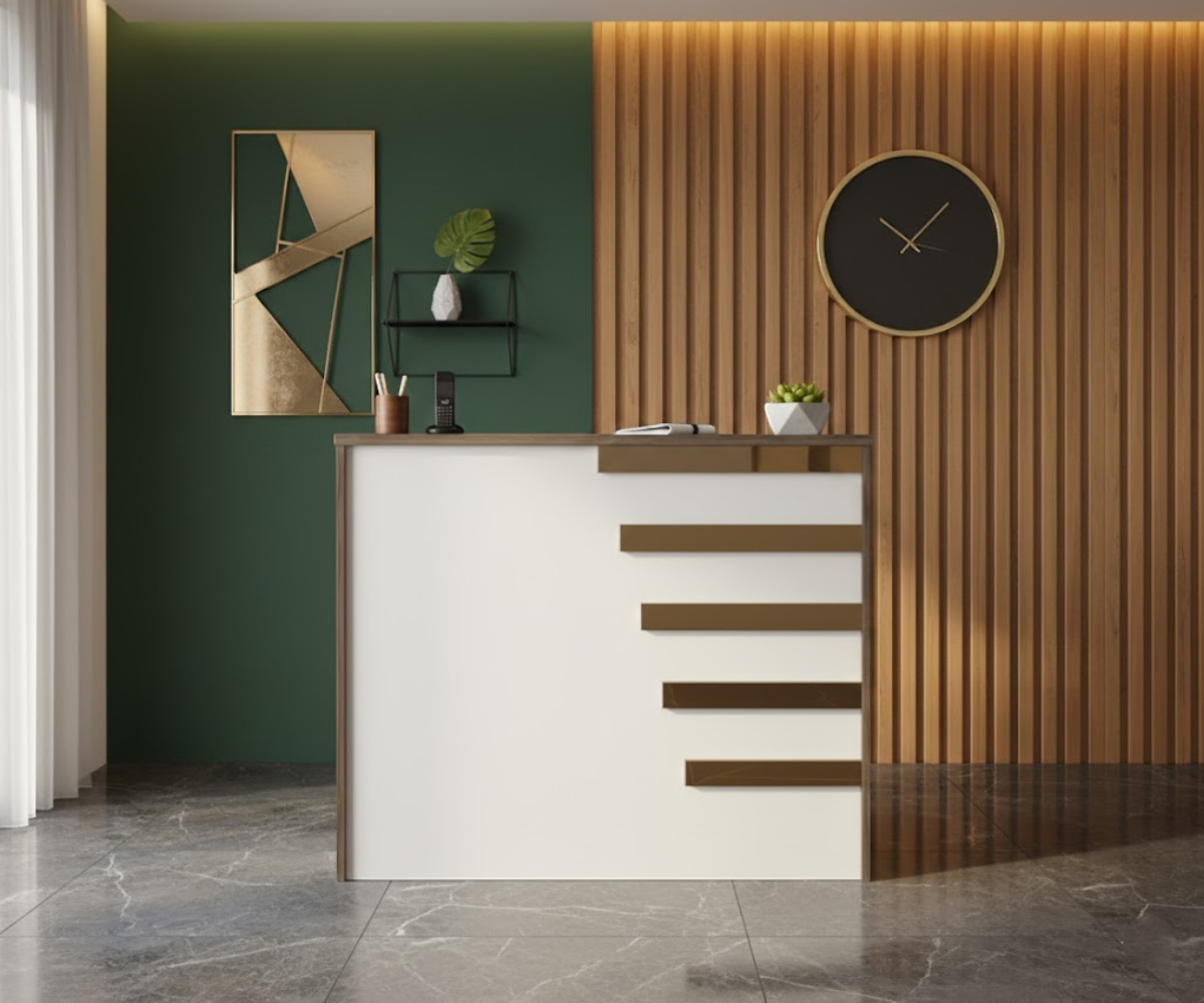 913 Gilded-Slat Reception Counter