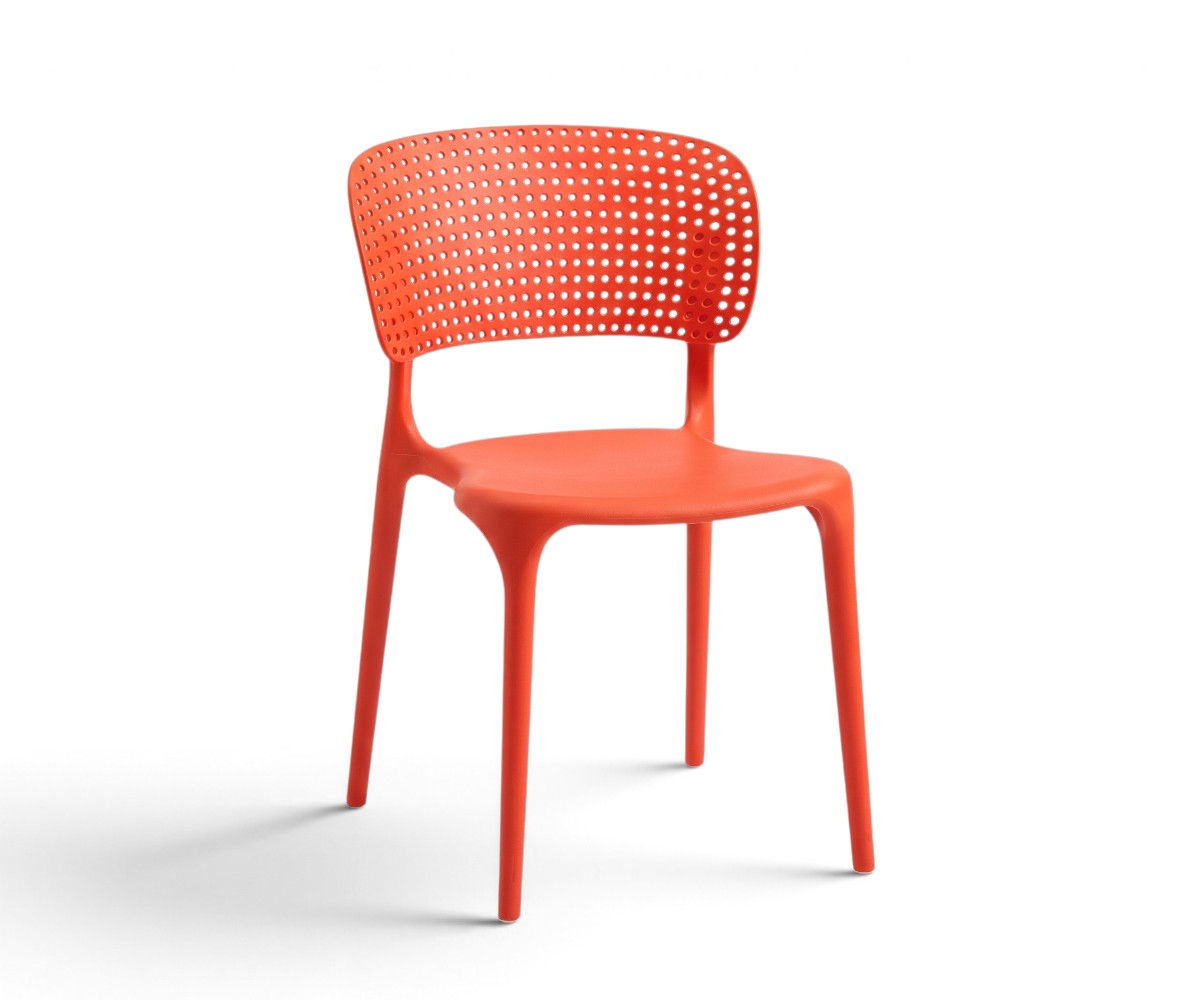 Red Perforated Back Plastic Chair