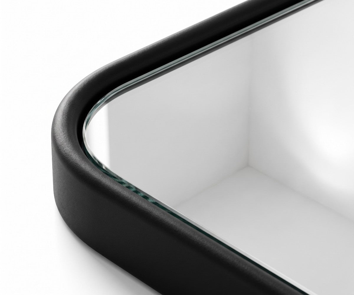 Black standing mirror with rear support stand for bedroom and dressing areas