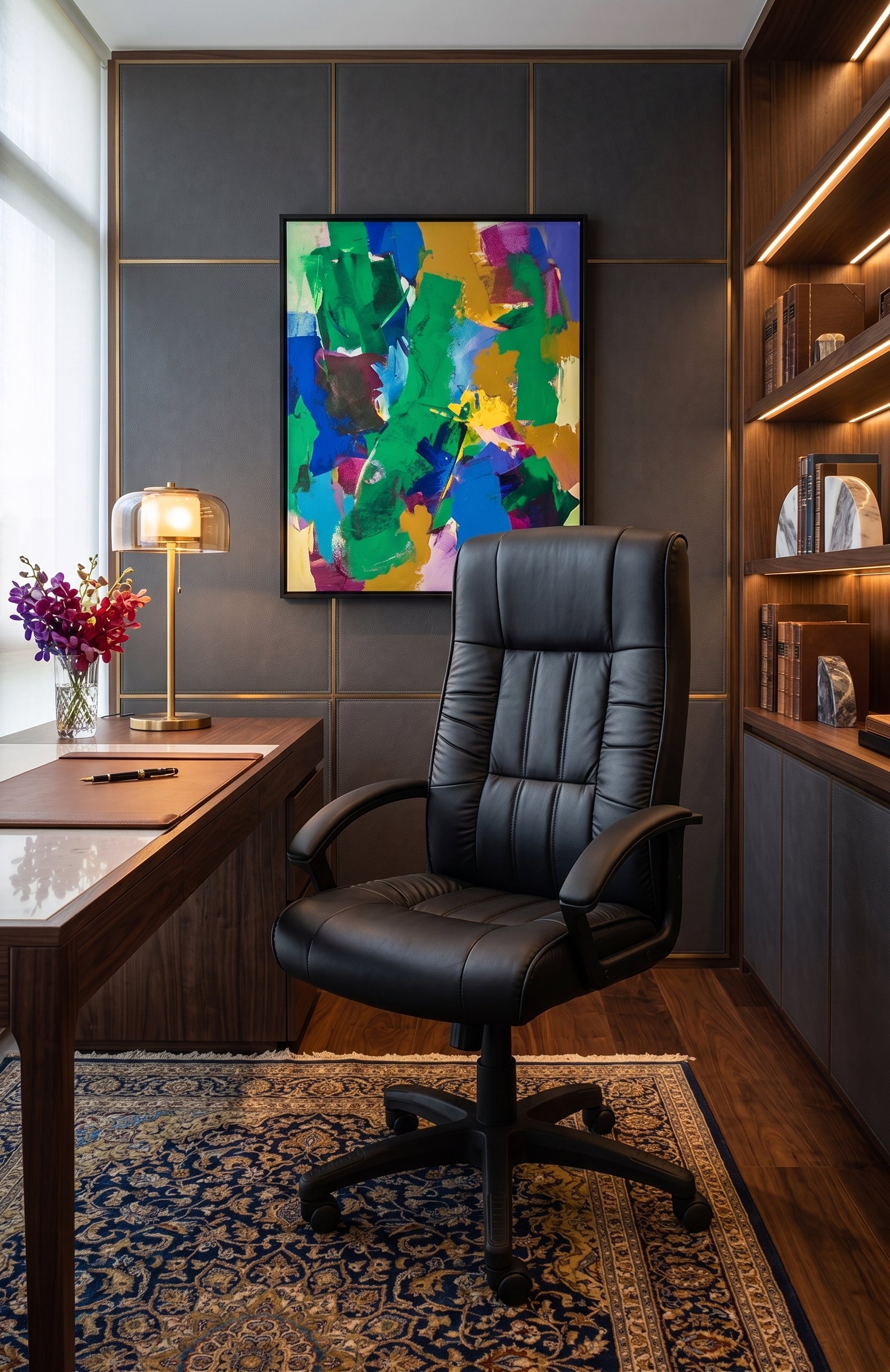 High back black executive office chair