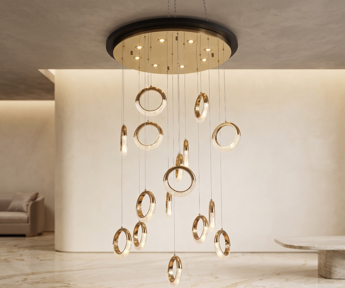 Modern Gold Ring LED Pendant Chandelier