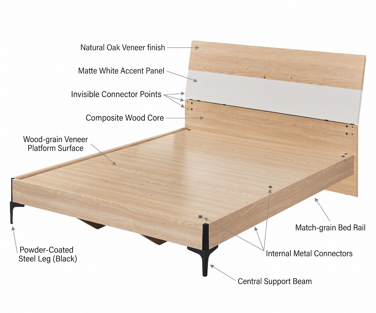 Modern Wood Effect Platform Bed