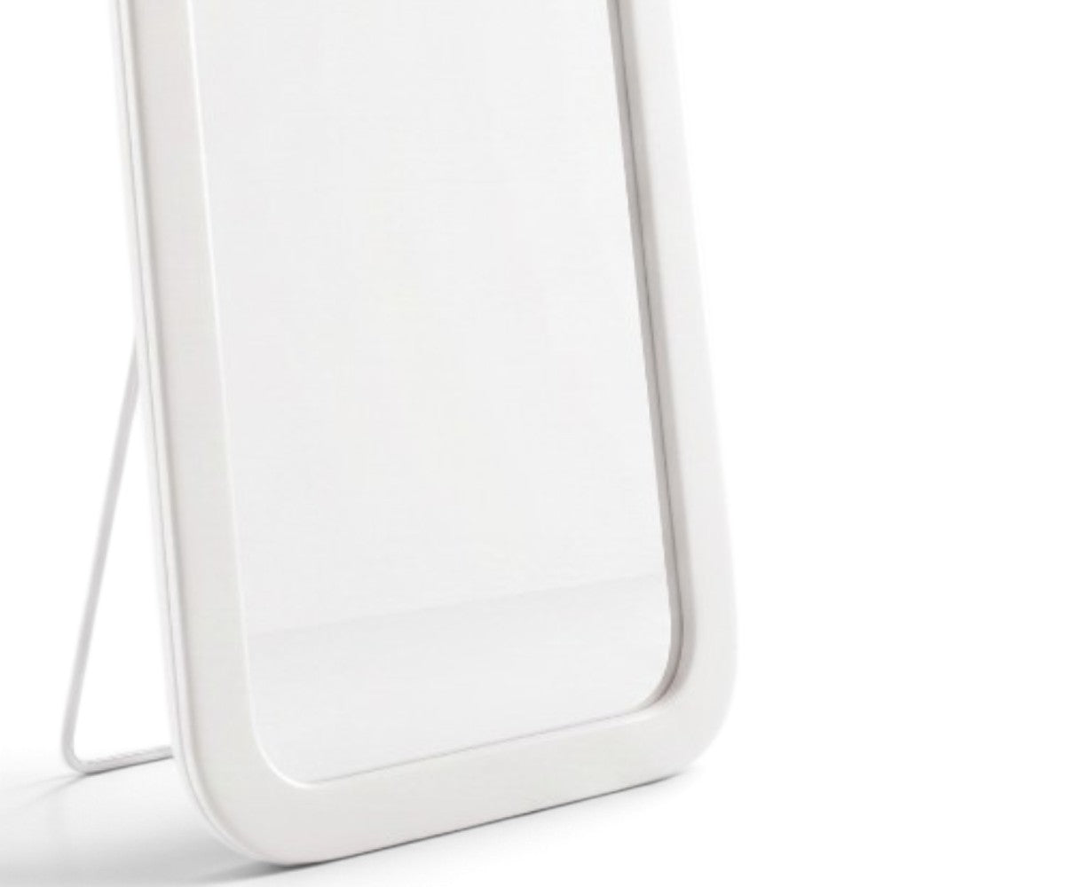 Freestanding white full length mirror with pivot support stand