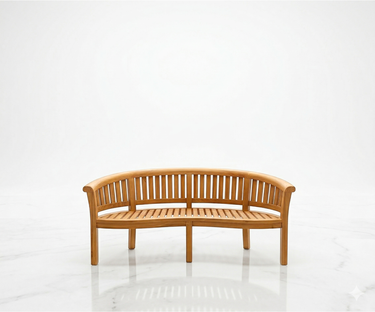 Banana Crescent Teak Bench
