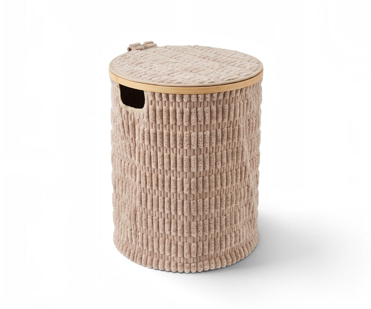 Beige Round Laundry Basket