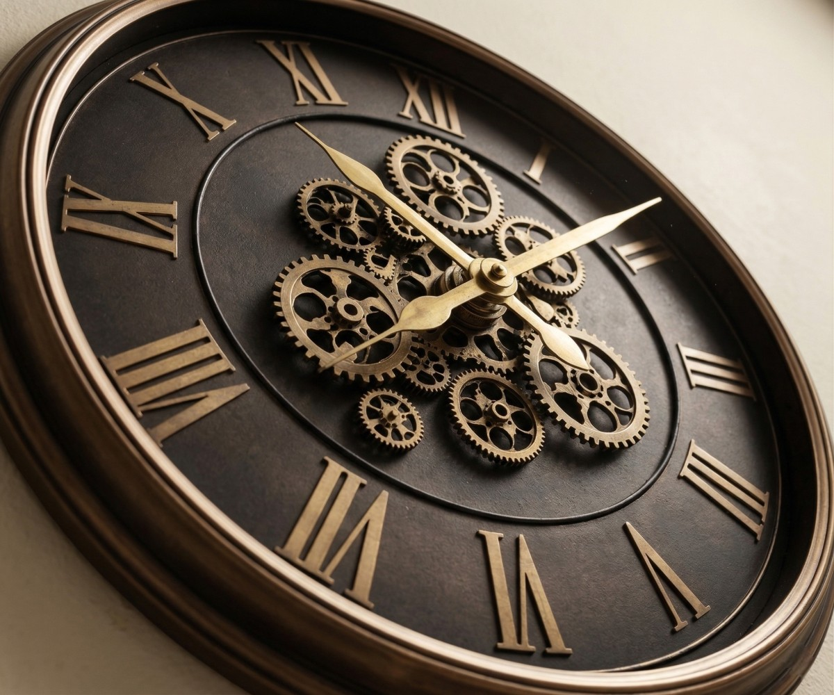Vintage Roman Gear Wall Clock
