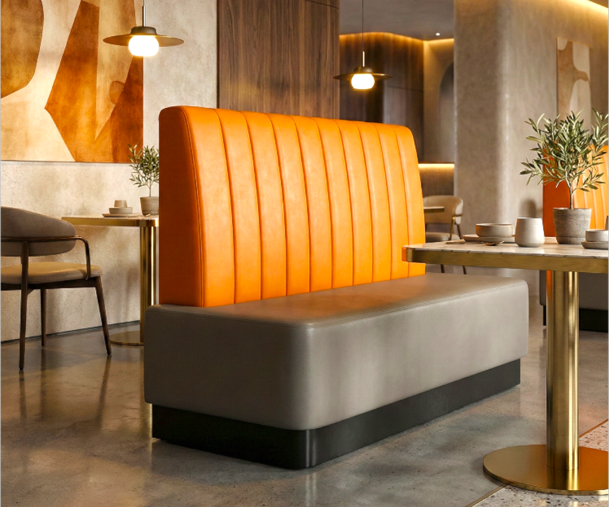 Tangerine Block Booth Bench