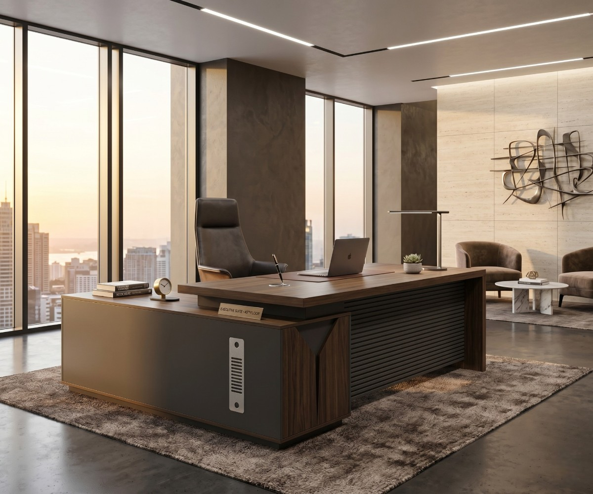 KN016-BG-ES Executive L-Desk