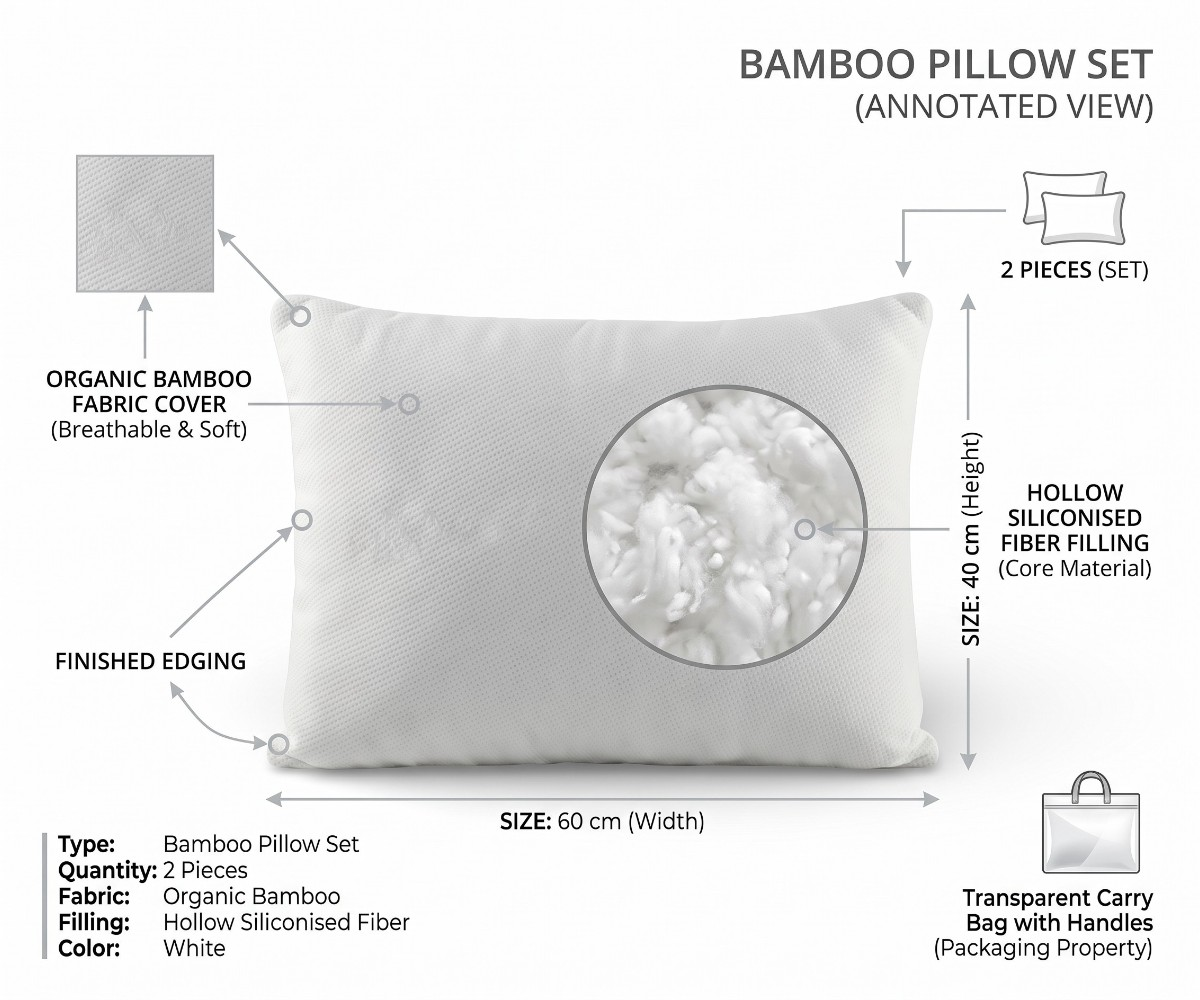 Bamboo Pillow - 2 pcs set
