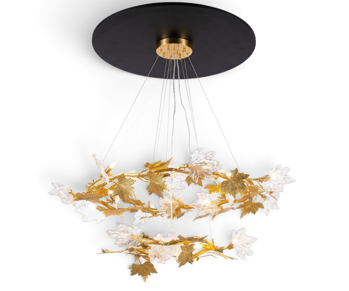 Gold Leaf Ring LED Pendant Chandelier