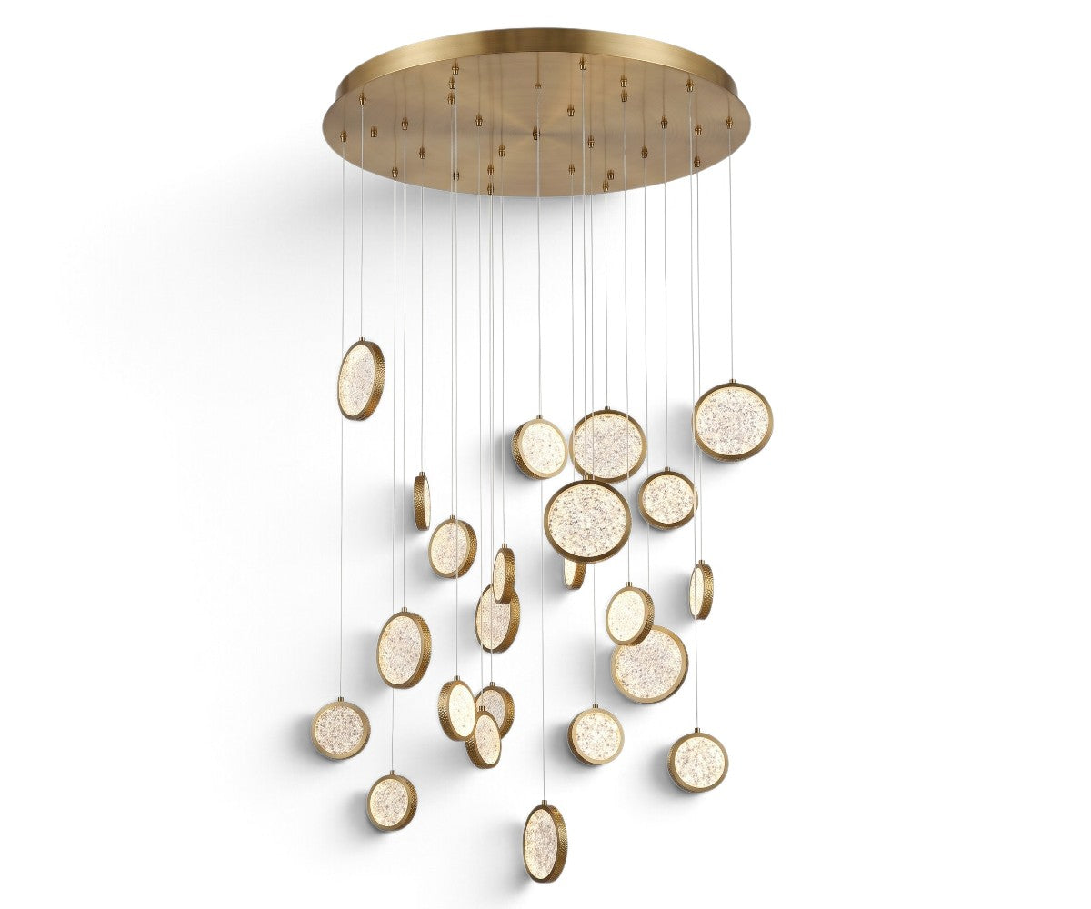 Modern Brushed Brass Multi-Light LED Pendant Chandelier