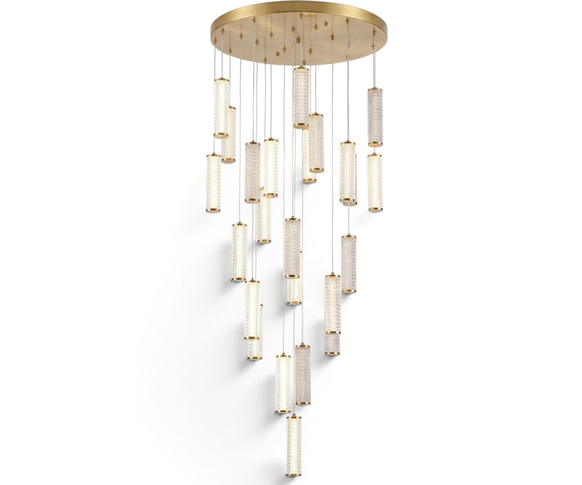 Modern Cascading Crystal Cylinder Pendant Light