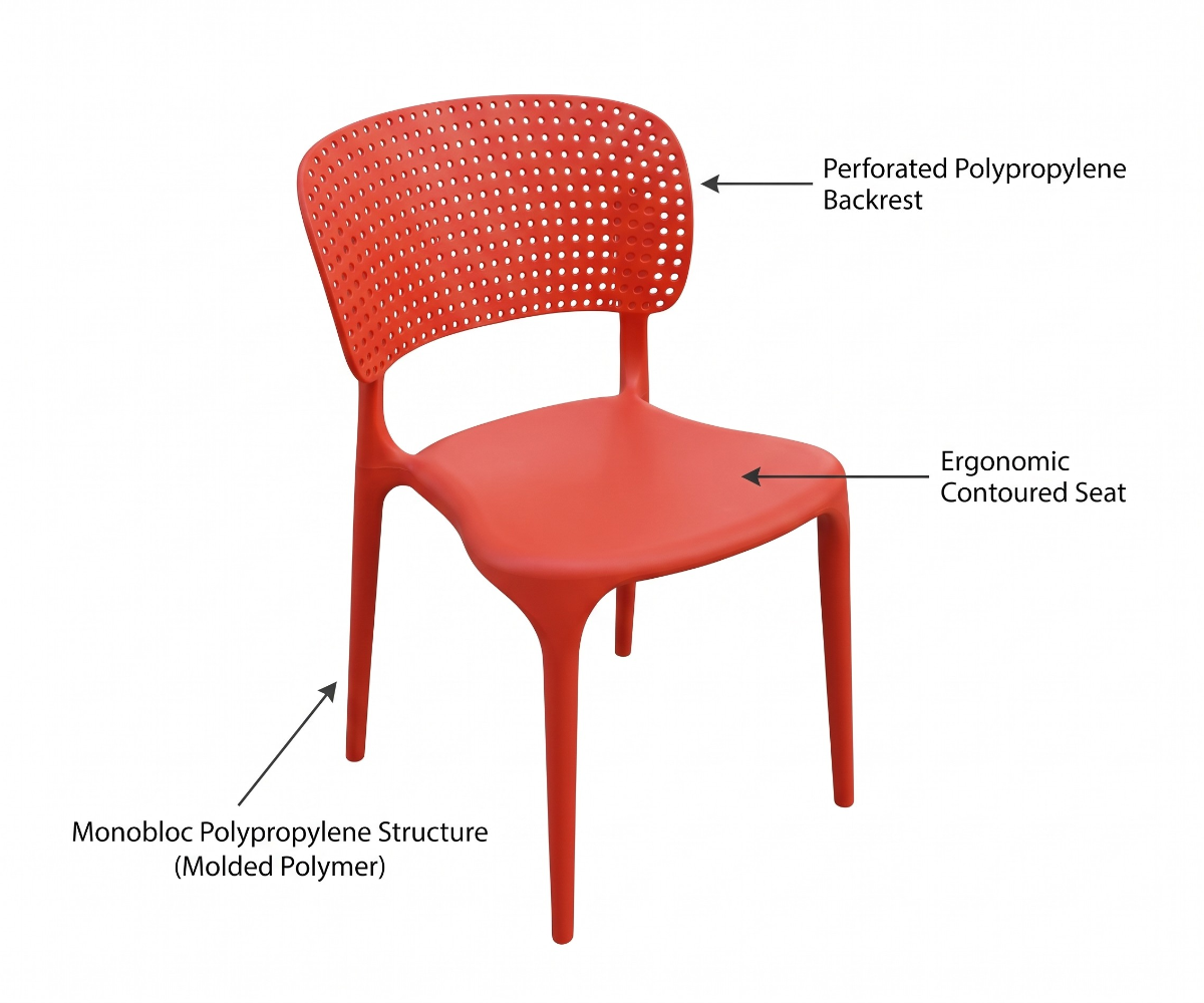 Red Perforated Back Plastic Chair