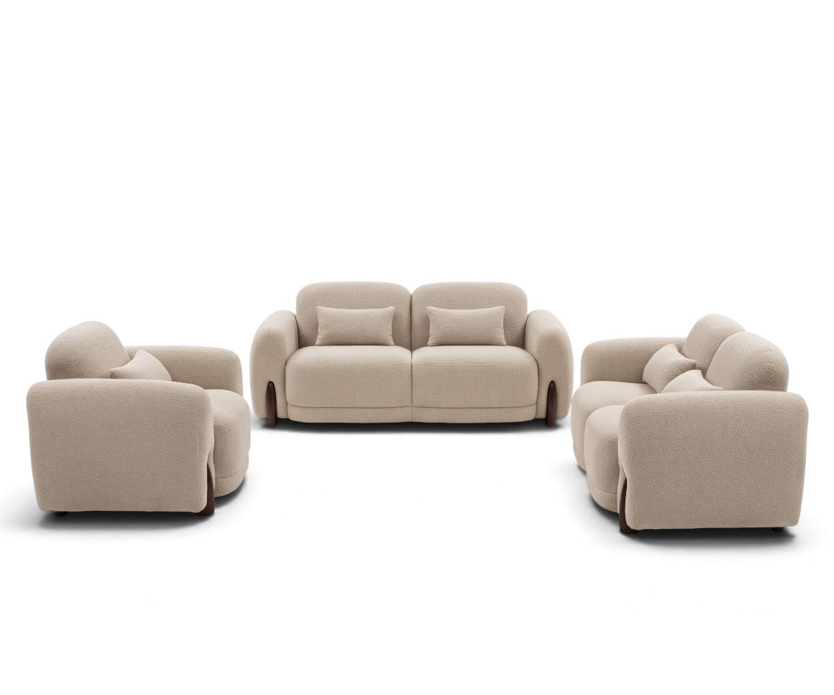 Modern Curved Bouclé Sofa Set