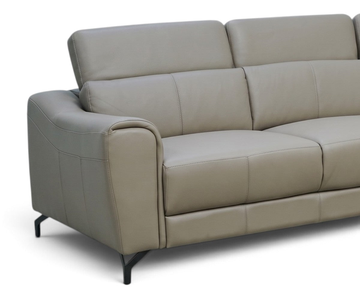 Modern grey sectional sofa with chaise lounge and slim dark metal legs