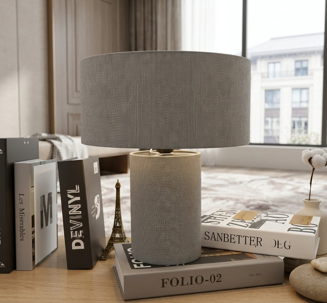 Cohesive Grey Drum Shade Table Lamp