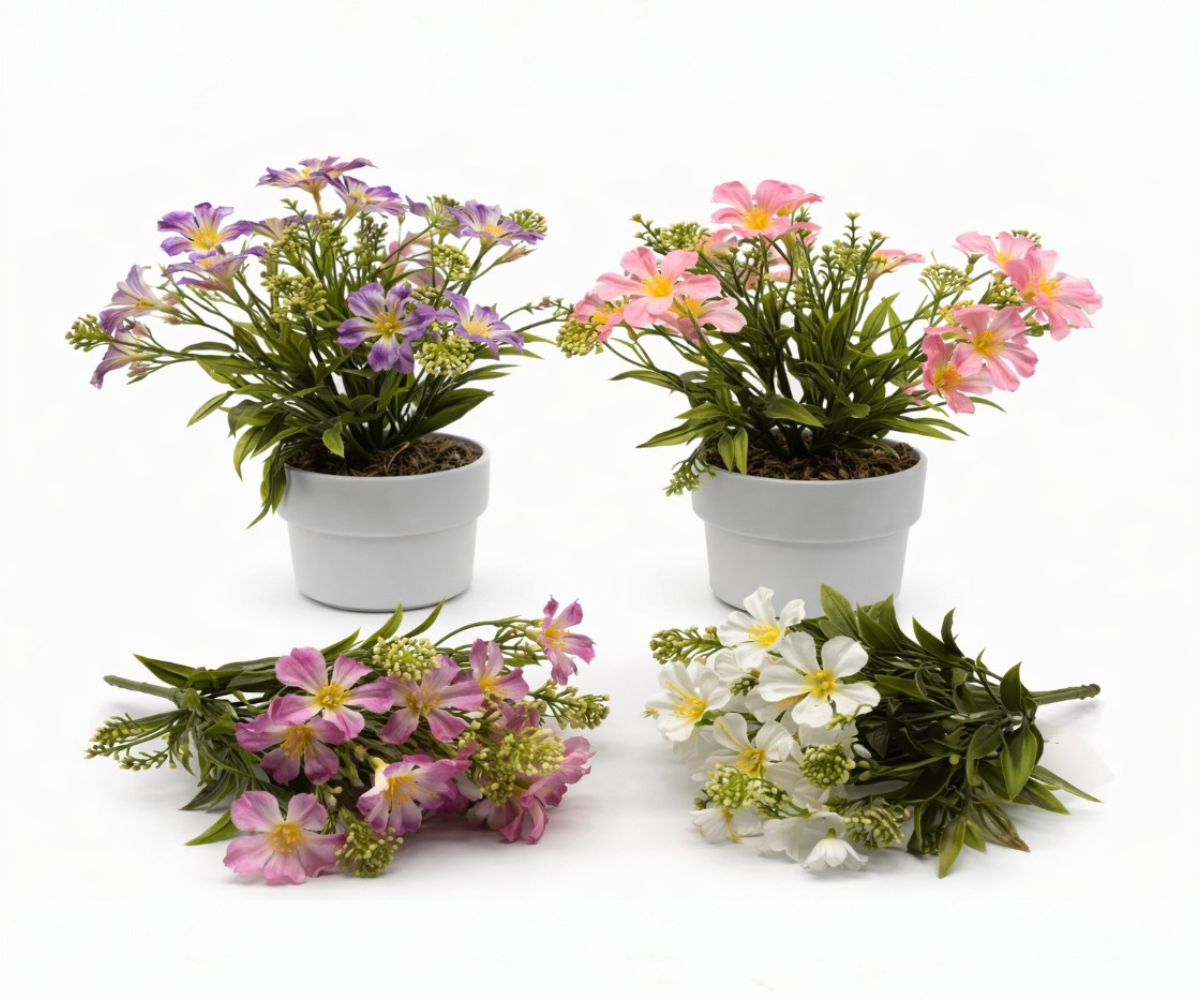 Artificial Blossom Pot And Bouquet Set