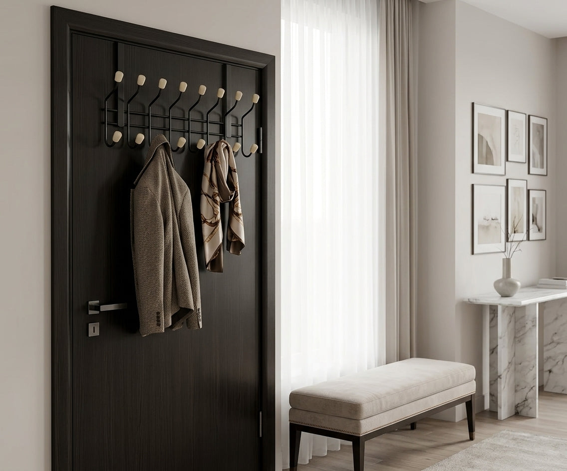 Modern Two-Tier Over-the-Door Coat and Towel Rack