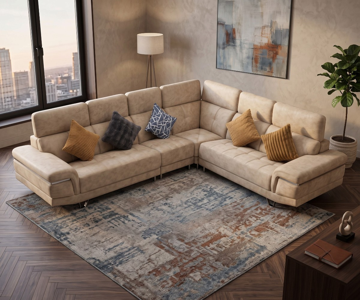 Eliott Cream Leather Corner