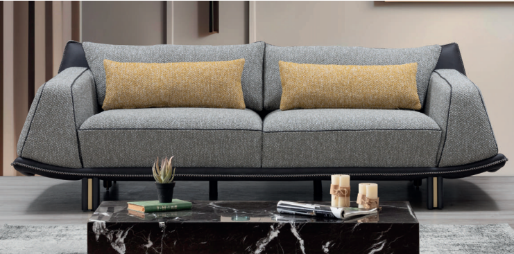 BROSS GREY & BLACK LUXURY SOFA SET