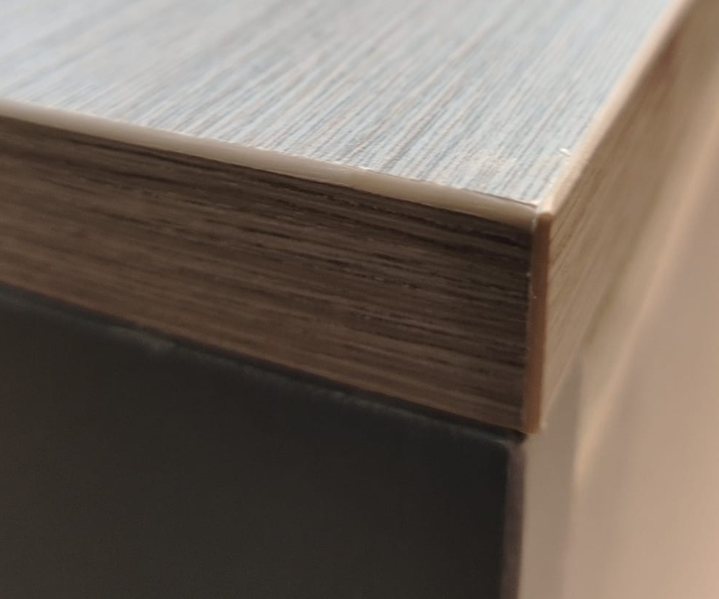 A3-112C fluted oak cabinet in a boardroom with a city view