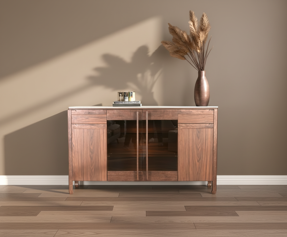 A300 Walnut Glass Cabinet