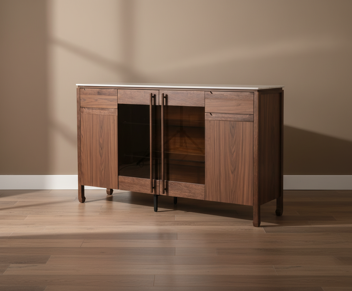 A300 Walnut Glass Cabinet
