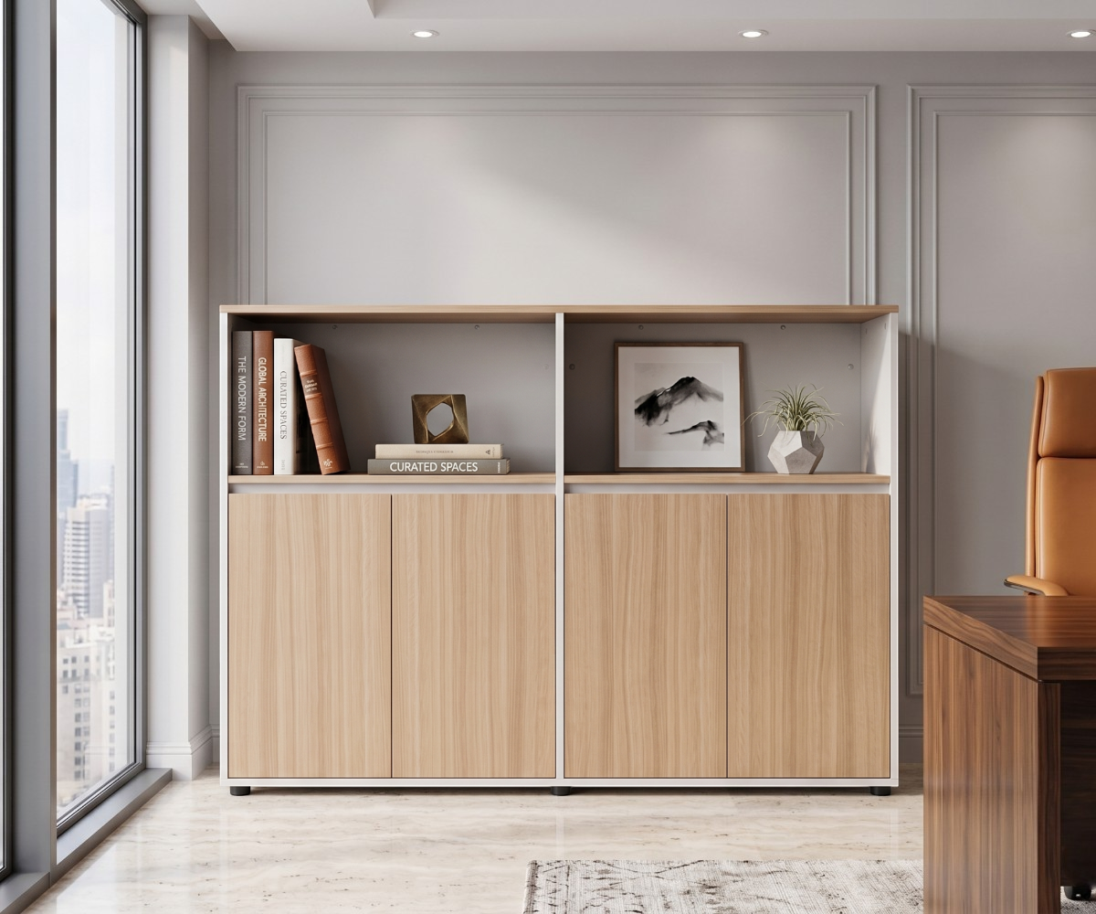 A5-116B oak office cabinet by a window in a panelled office