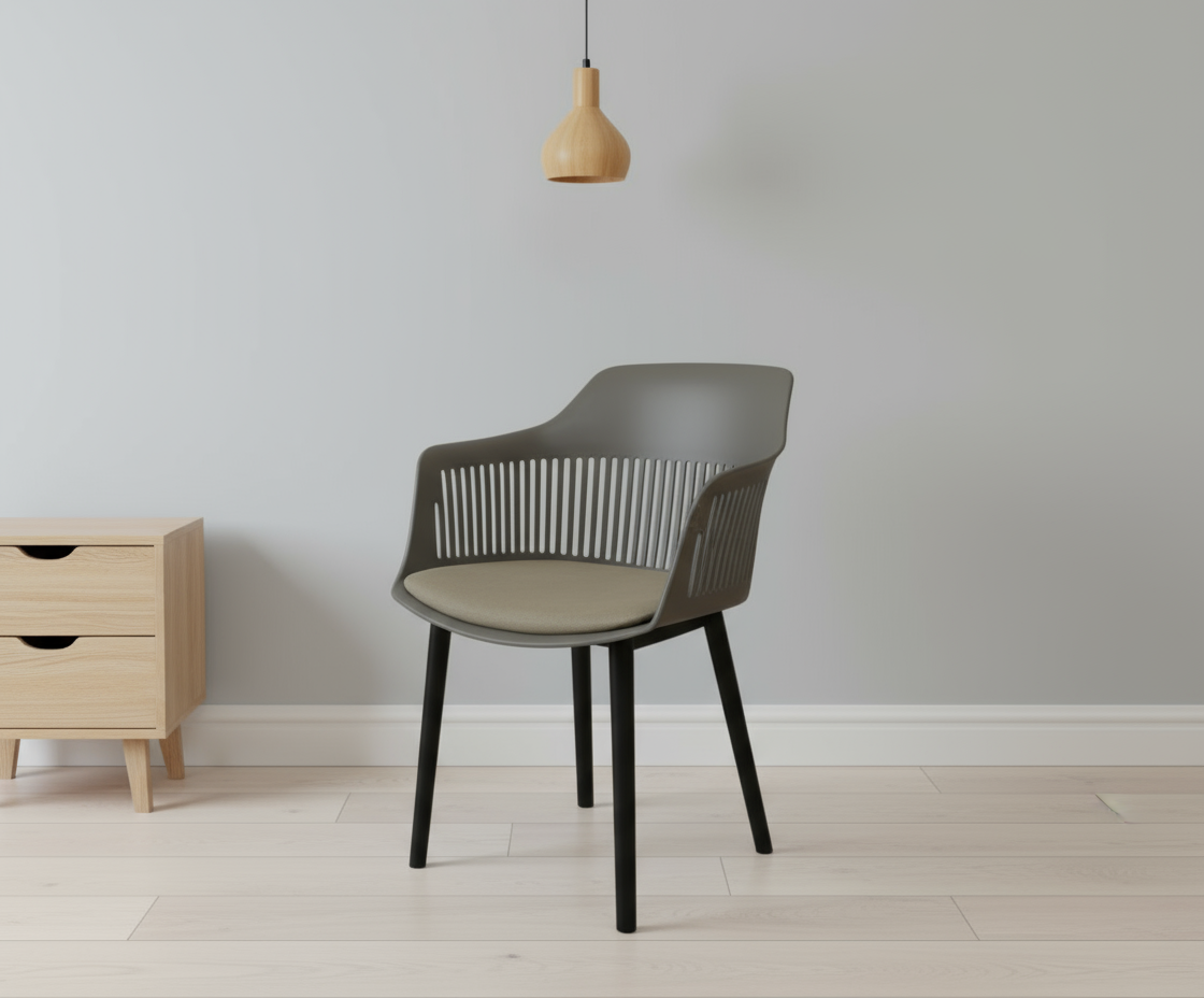 A621 Slatted Designer Armchair - Grey
