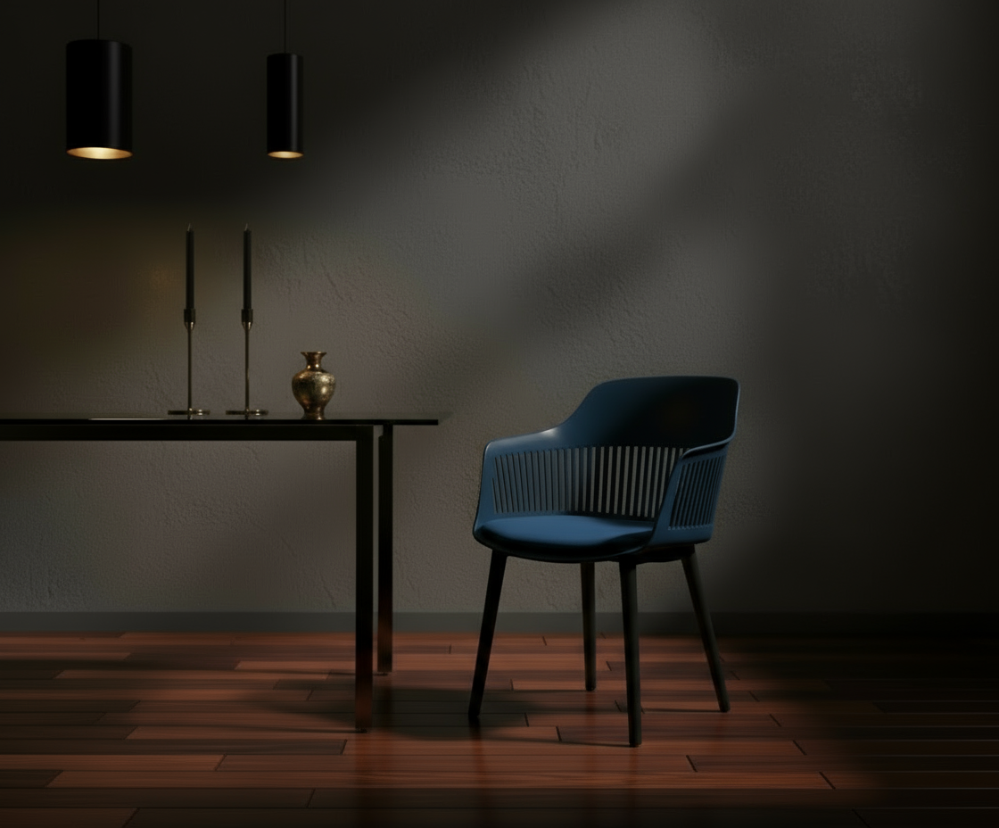 A621 Slatted Designer Armchair - Blue