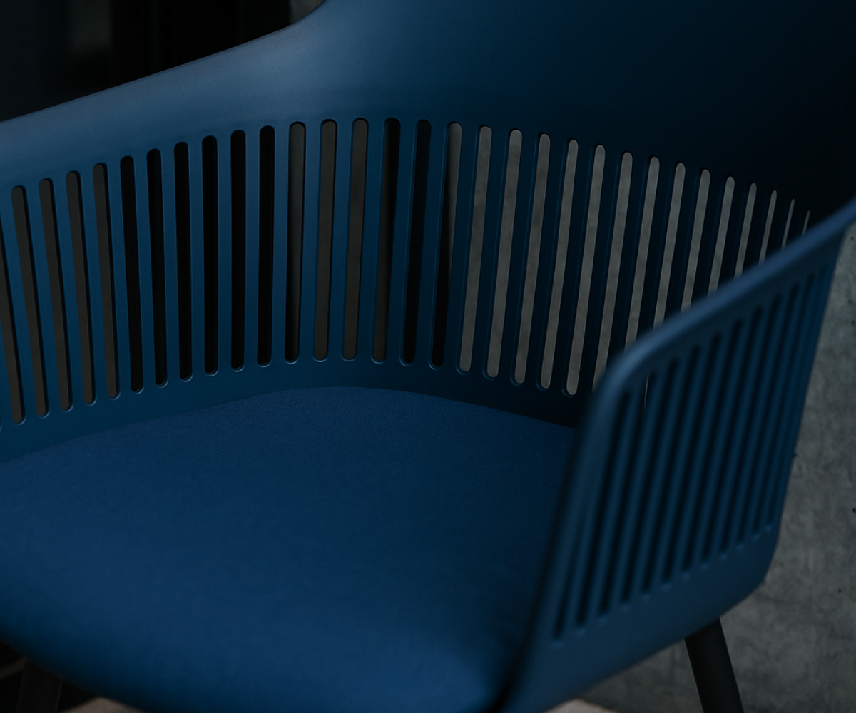 A621 Slatted Designer Armchair - Blue