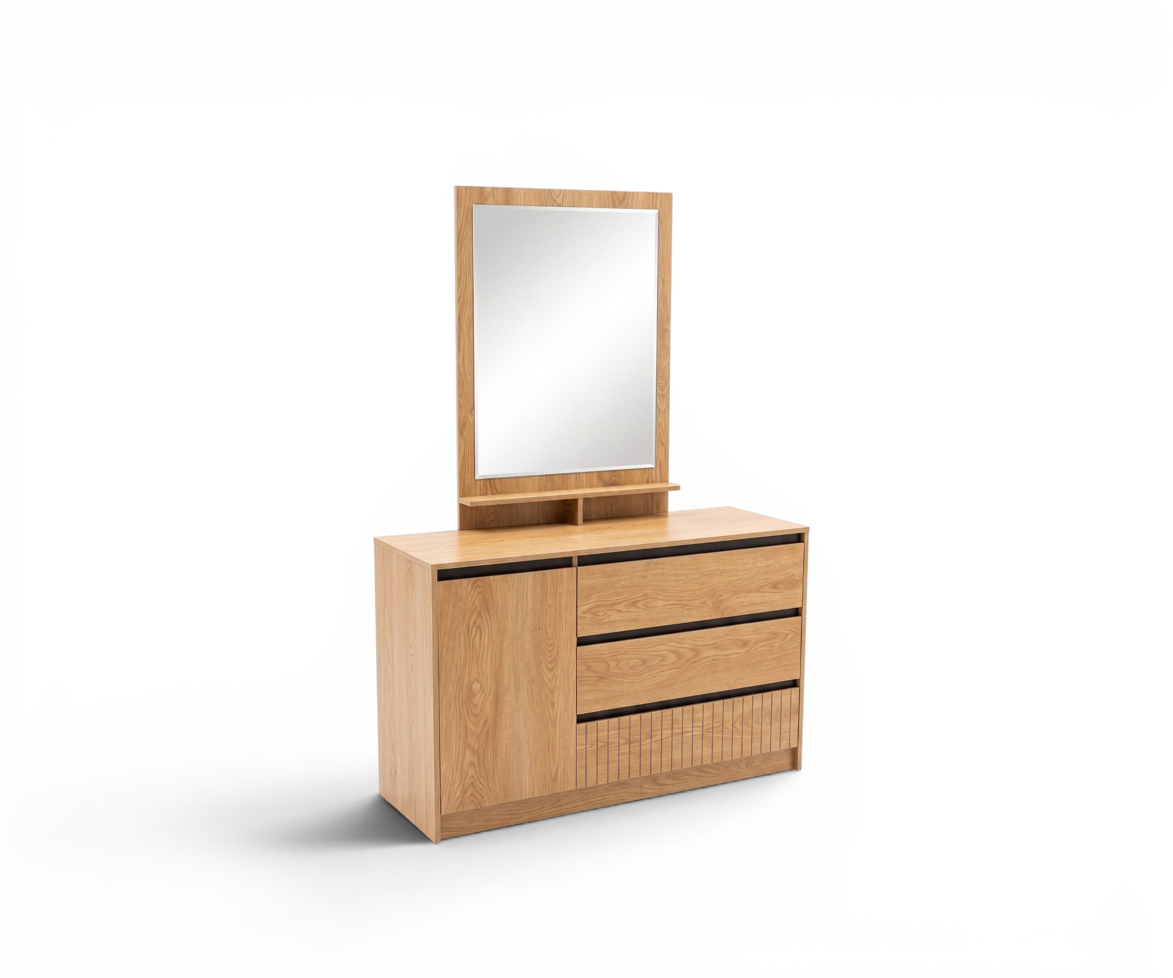 AB-100 classic bedroom set staged in a bright room with oak flooring