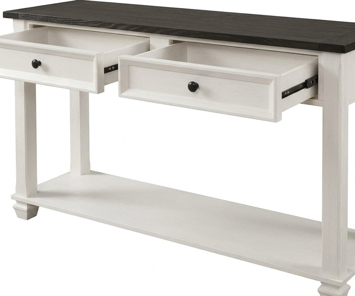 AC4242SCT classic wood console beneath a mirror in a bright hallway