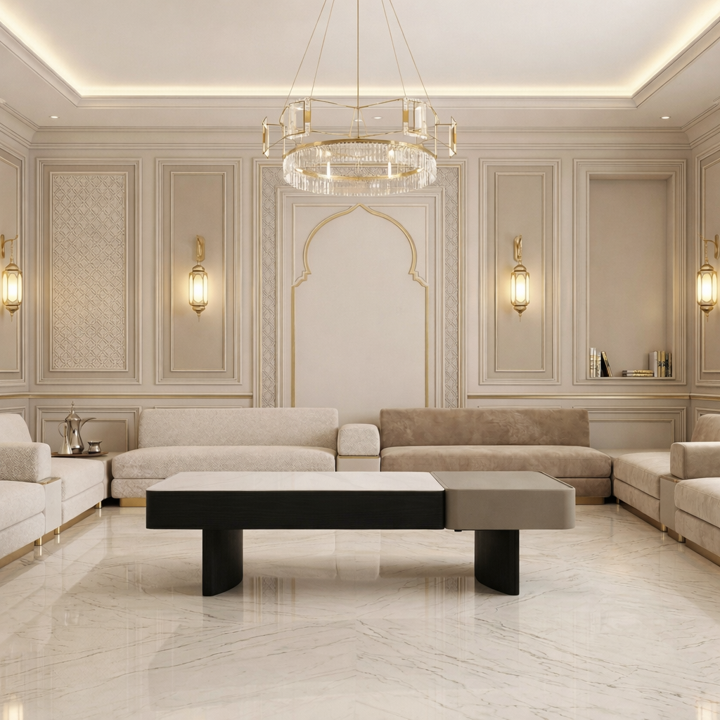 Aether 5335# marble storage table in an ornate panelled majlis