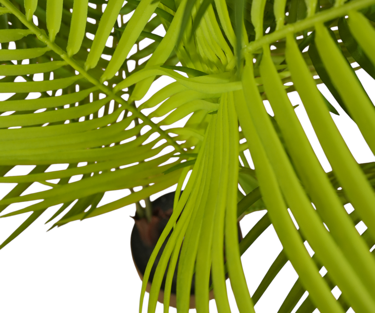 Areca Trio artificial palm with three stems in a black planter