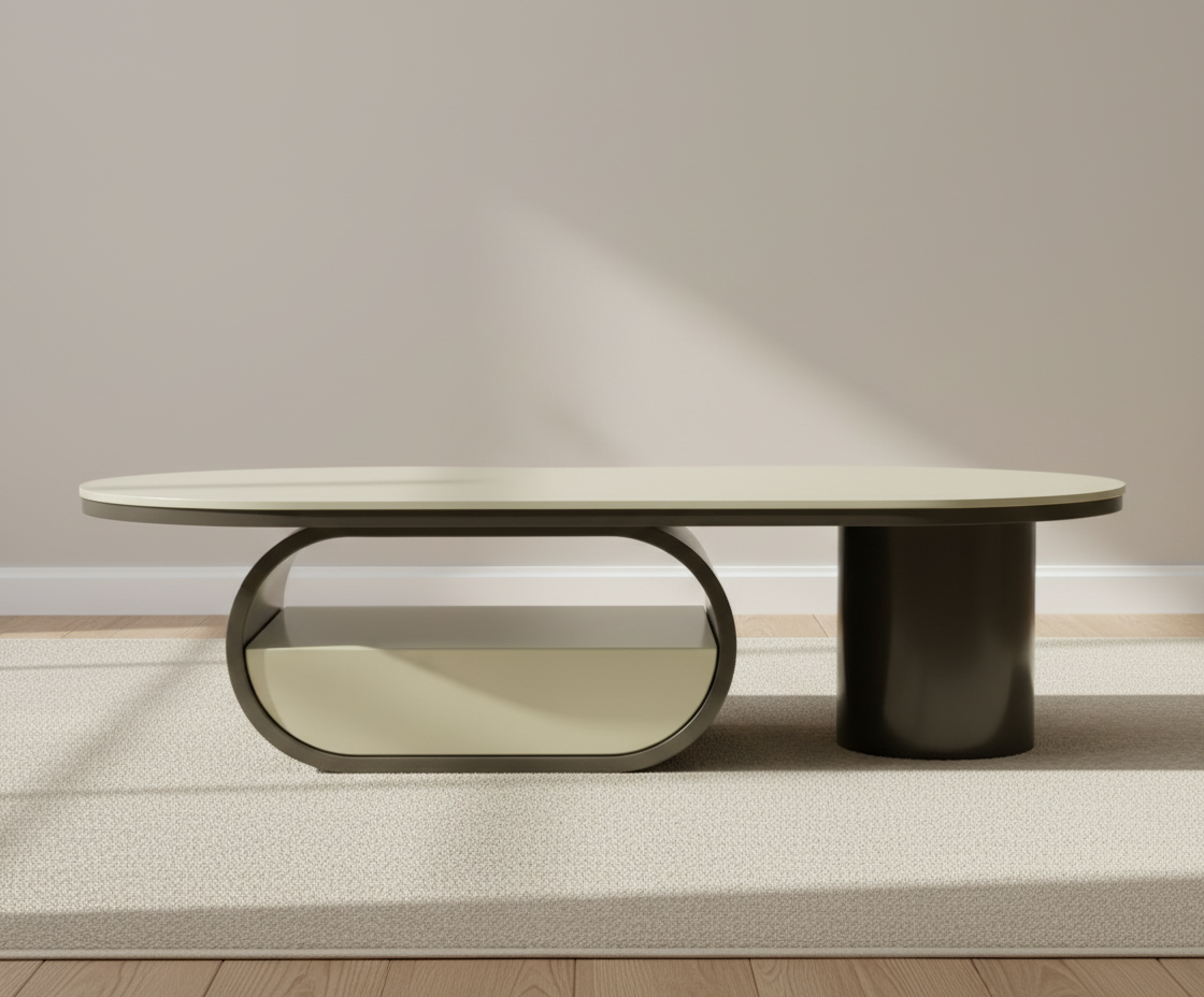 Aurelius 827# oval marble table, front view with an oval ring base