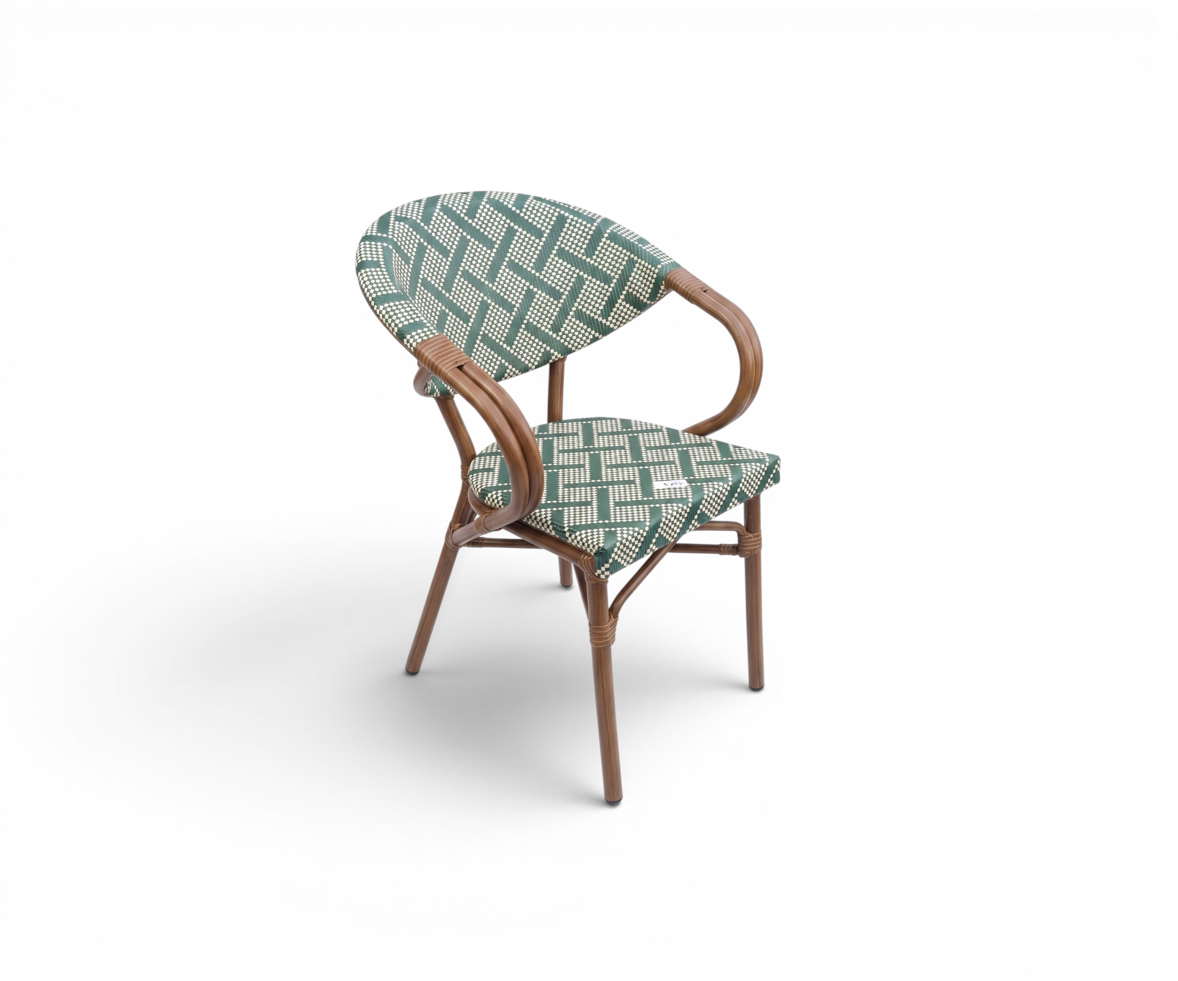 B183 garden chair, woven bistro chairs around a table in a restaurant