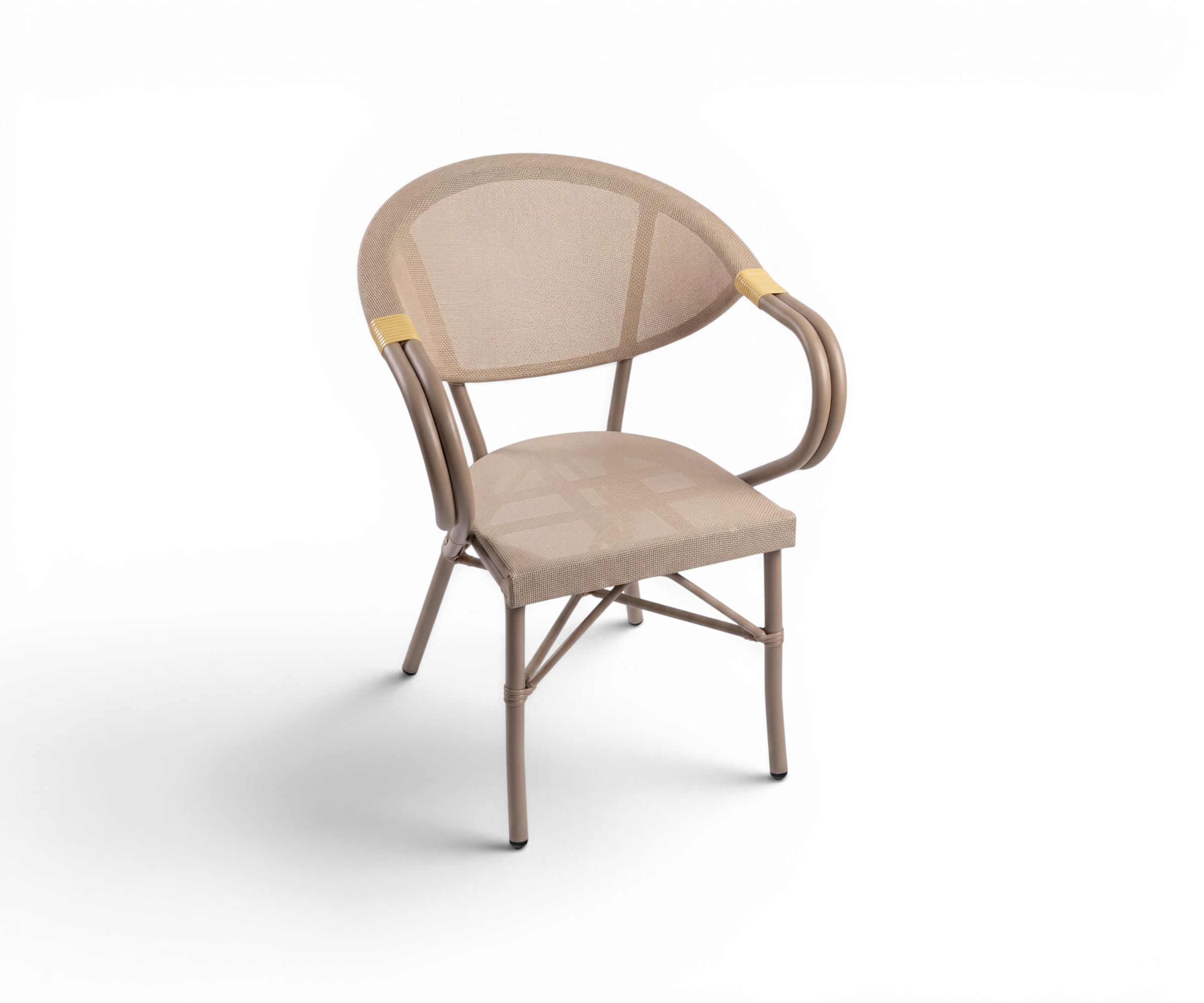 B231 garden chair, woven chairs at a marina-side dining table