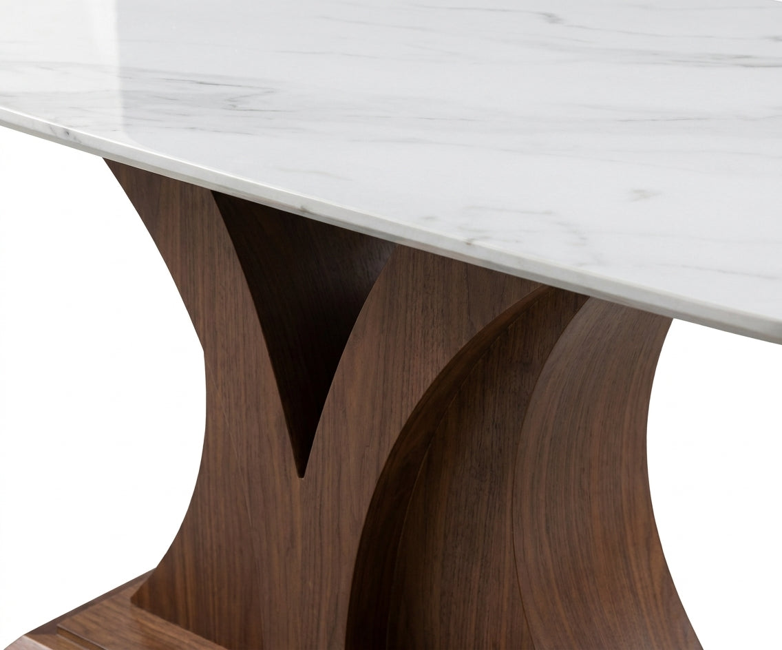 B613 dining table in an elegant dining room with six cream chairs